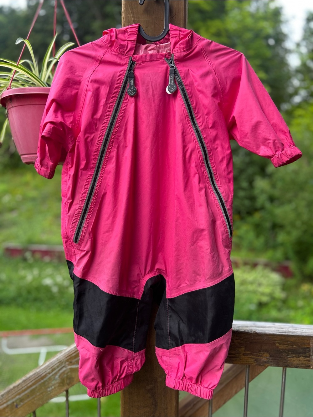 Children's Hot Pink Waterproof One-Piece Rain Suit • 18 Months